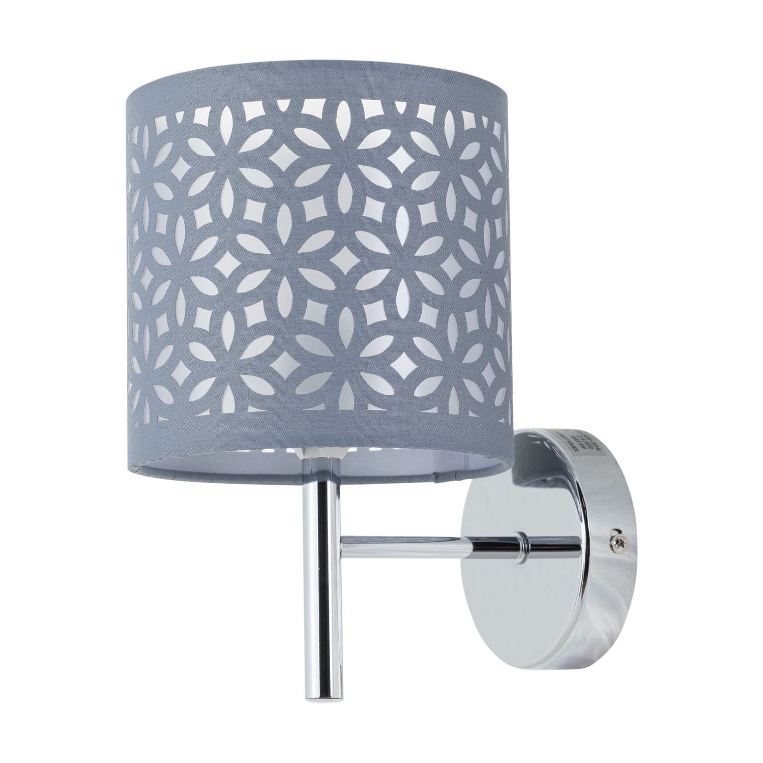 First Choice Lighting Brea - Chrome Wall Light with Grey Cut Out Shade in Silver