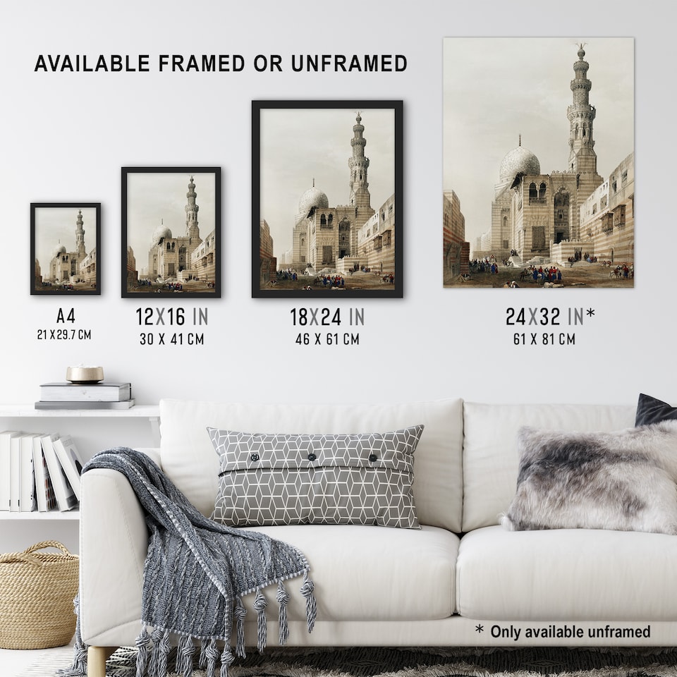 image 1 of Tombs of the Khalifs at Cairo D. Roberts Vintage Huge Wall Art Poster 24X32"