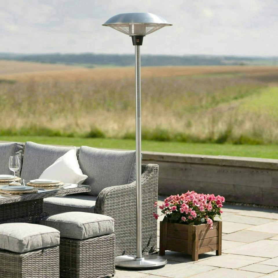 image 1 of Free Standing Halogen Patio Heater Silver 2.1kW IP44
