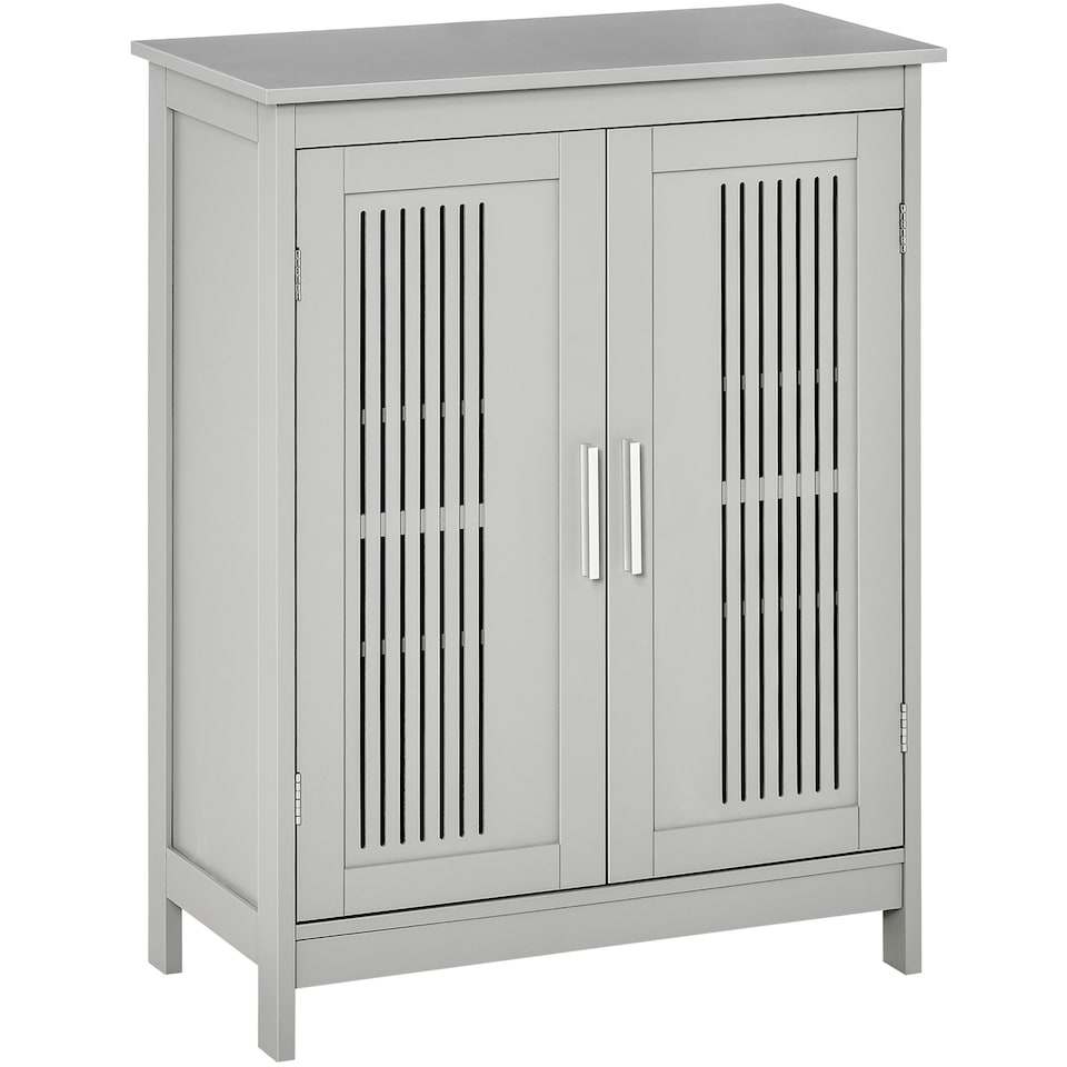 image 1 of kleankin Bathroom Cabinet, Freestanding Floor Cabinet with Storage, Grey | Grey | Grey
