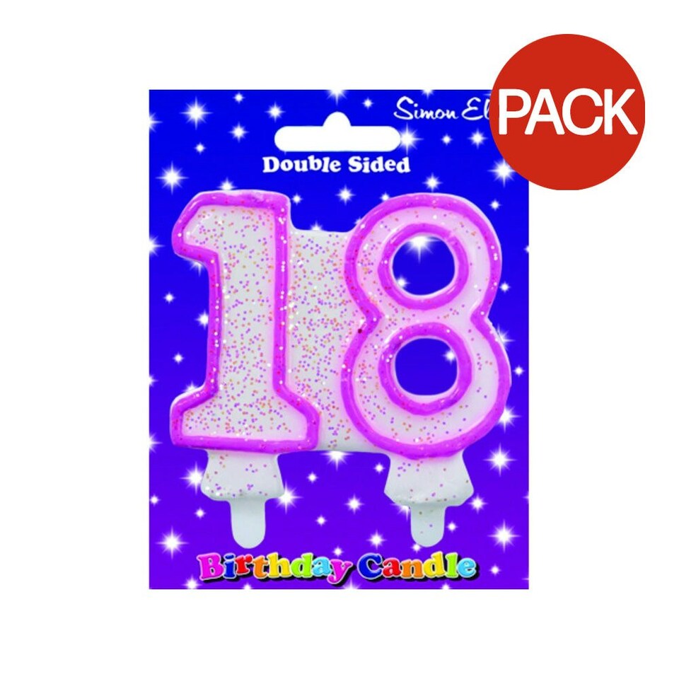 Simon Elvin 18th Birthday Candles (Pack of 6) - Pink/White - One Size