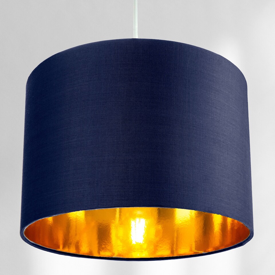 image 1 of Contemporary Blue Cotton 10 Table/Pendant Lamp Shade with Shiny Copper Inner | Blue