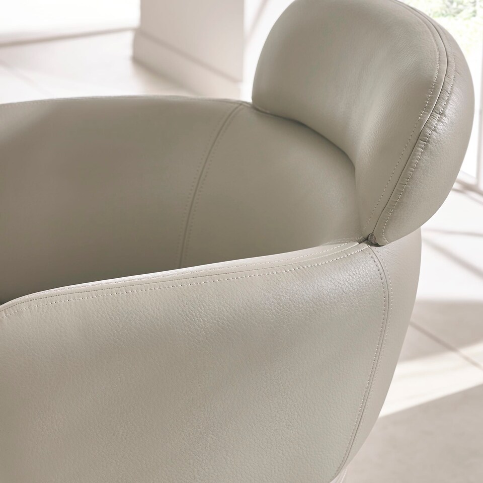 image 1 of Lorenza Premium Beige Faux Leather Swivel Dining Chairs - Set of 2