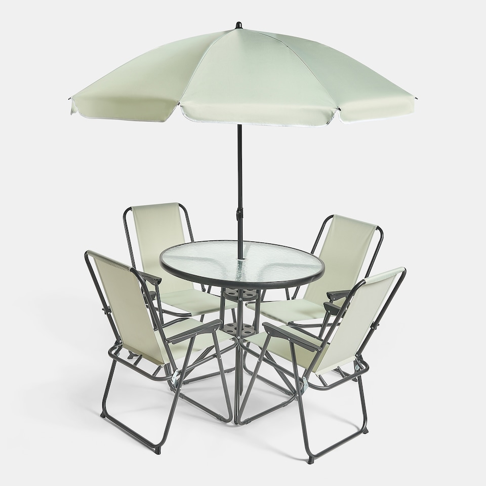 image 1 of OHS 6 Piece Patio Set Outdoor Table Chairs Parasol Garden Furniture