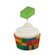 image 3 of Building Blocks Cupcake Food Pick Toppers - Pack of 10