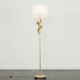 image 2 of ValueLights Monkey Painted Gold Floor Lamp with White Tapered Shade and LED Bulb