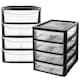 image 3 of 1 x Black A4 Table & Desktop Compact Bedside Plastic Storage Unit With 4 Clear Drawers Black