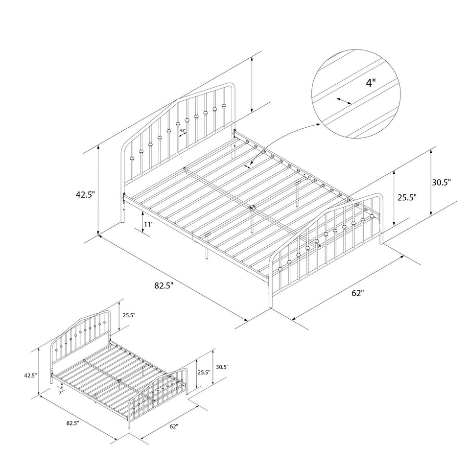 image 1 of Bushwick Metal Bed Grey, King Size