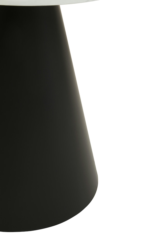 image 1 of Interiors by Premier Round White Marble Top Dining Table, Geometric Conical Black Base Design Marble Dining Room Table | Black