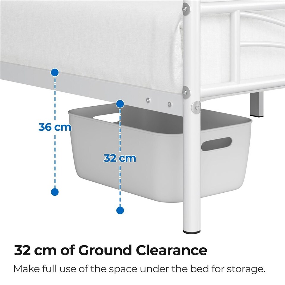 image 1 of Yaheetech Metal Platform Bed Frame with Cloud-inspired Design Headboard White, 3ft Single