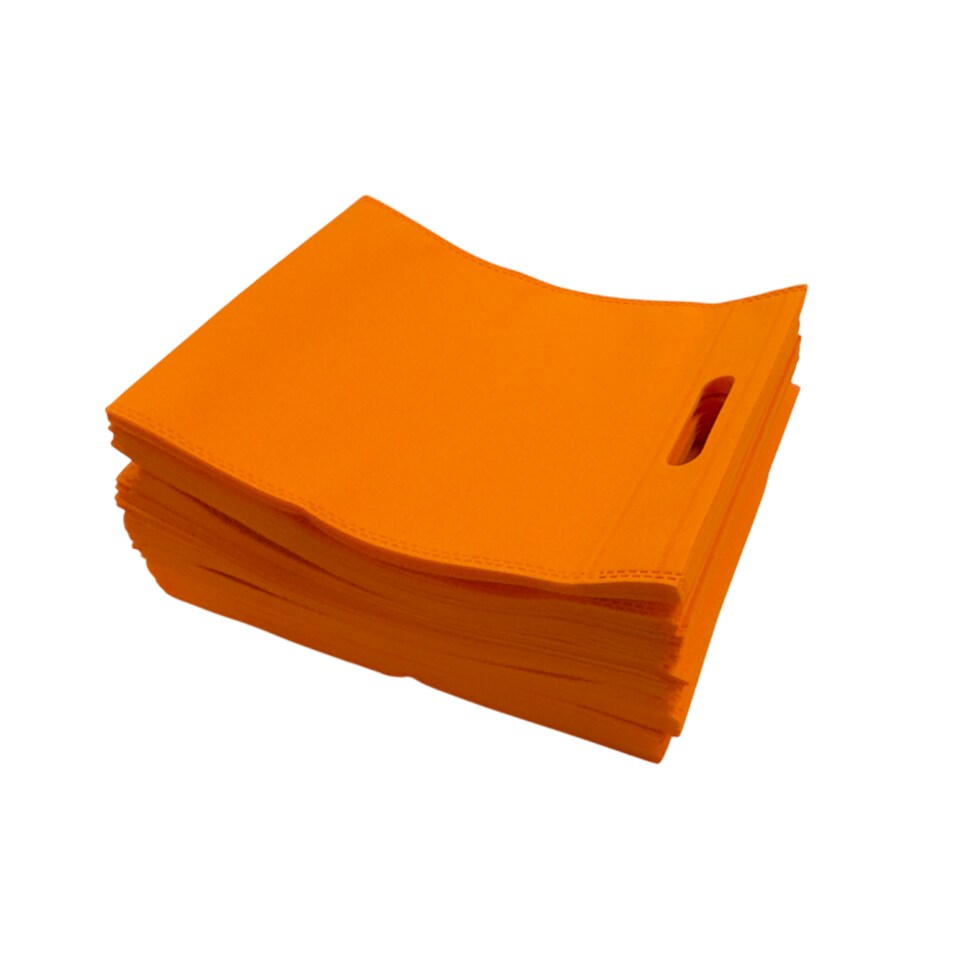image 1 of Pack of 25 Orange Coloured 30x25cm Non-Woven Patch Handle Bags | Orange