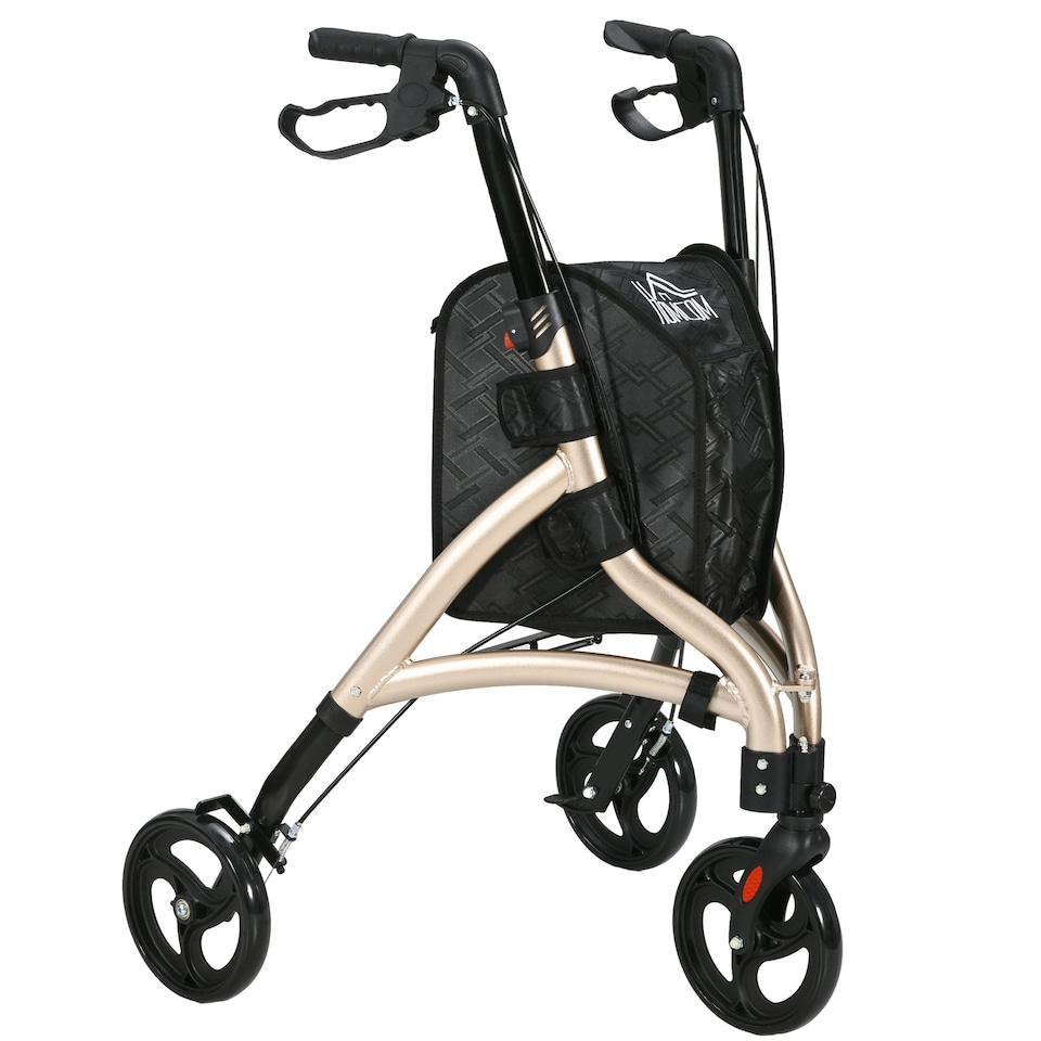 image 1 of HOMCOM Lightweight Aluminium 3-Wheel Rollator with Adjustable Handle Storage Bag