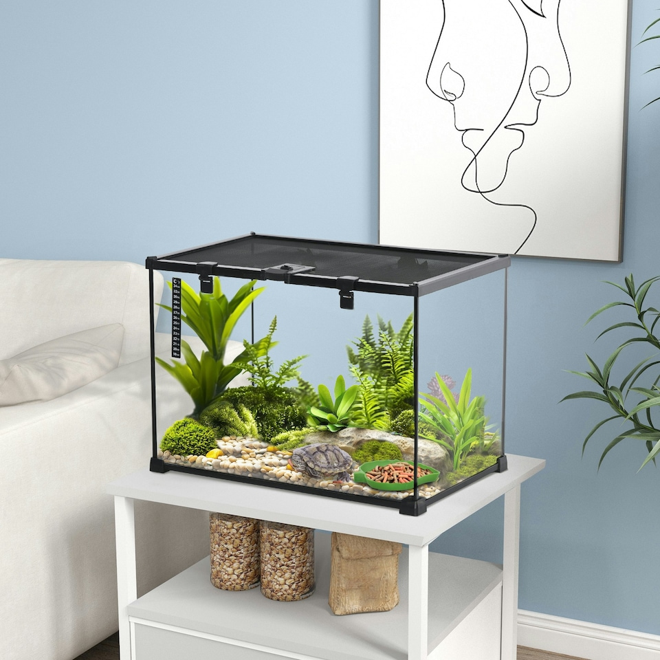 image 1 of PawHut Glass Reptile Terrarium Habitats for Lizards, Frogs, Snake 50 x 30 x 35cm