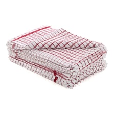 No 50 Terry Check Tea Towel Red - One Colour - One Size