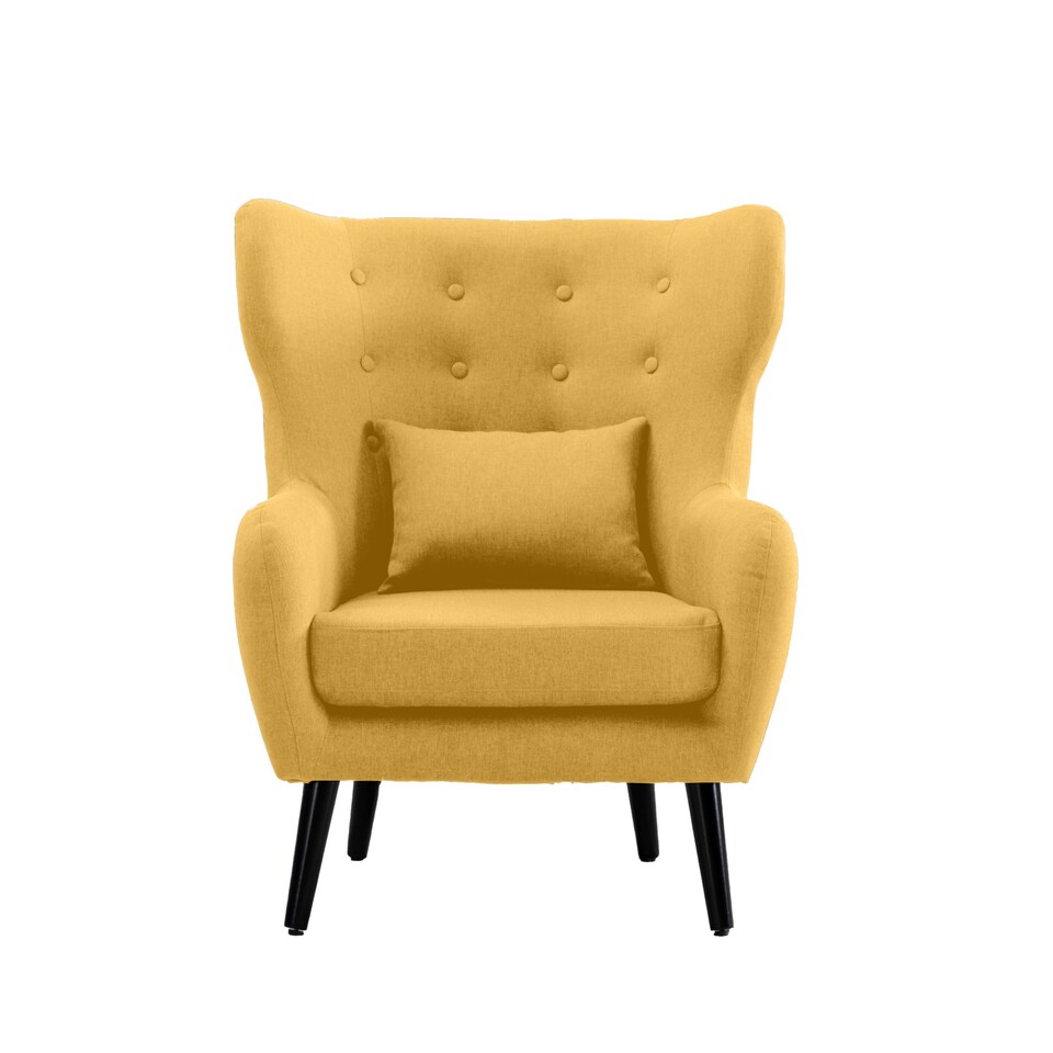 image 1 of Winslow Wing Back Fabric Occasional Button Back Modern Accent Armchair (Mustard)