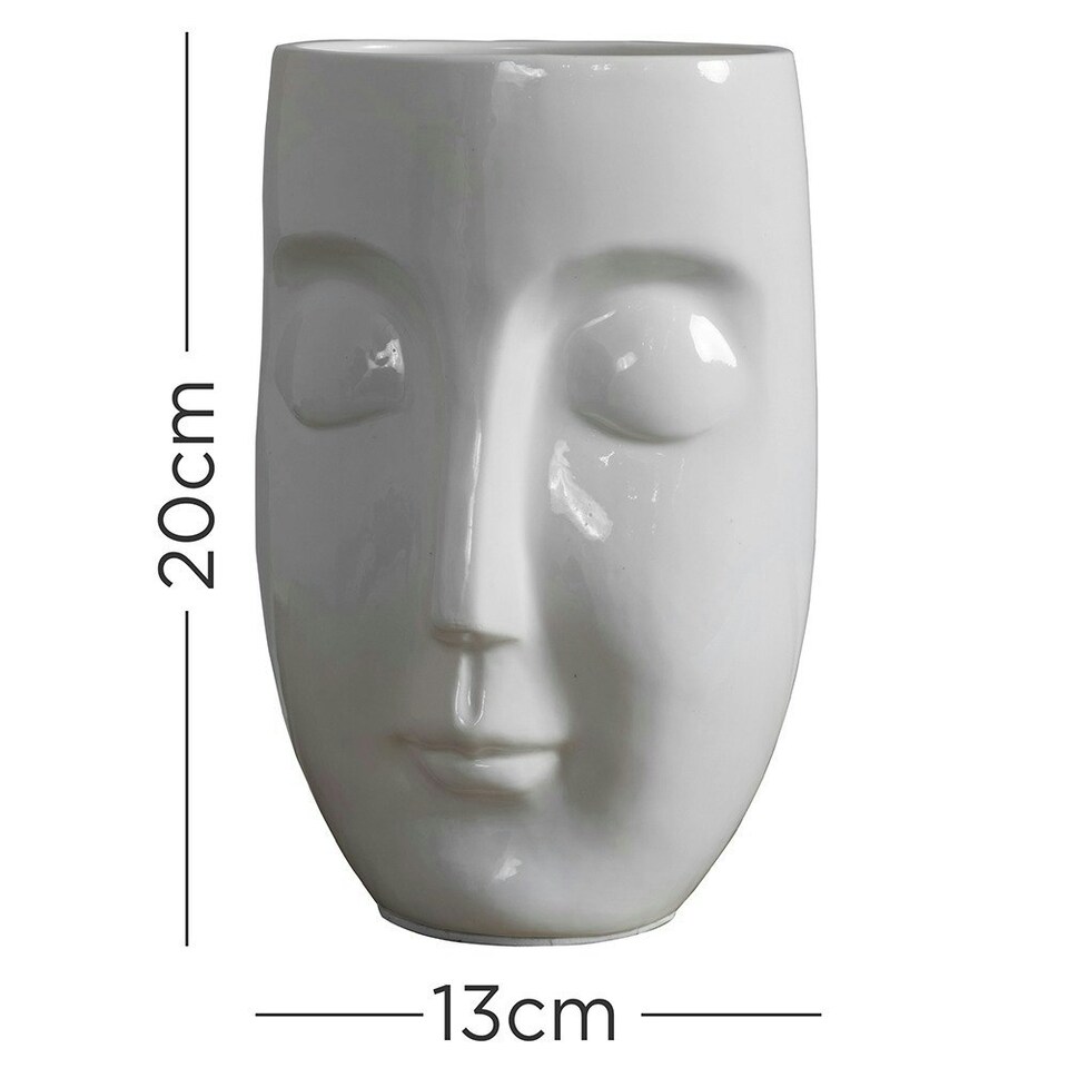 image 1 of ValueLights White Bone China Sculpted Face Design Table Lamp White