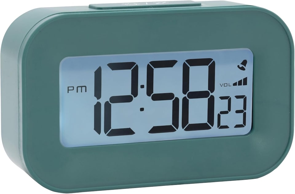 image 1 of Acctim Kyle Digital Alarm Clock, LCD Digital Display with White Backlight, Snooze Function, Volume Control | Green | Soft Lichen