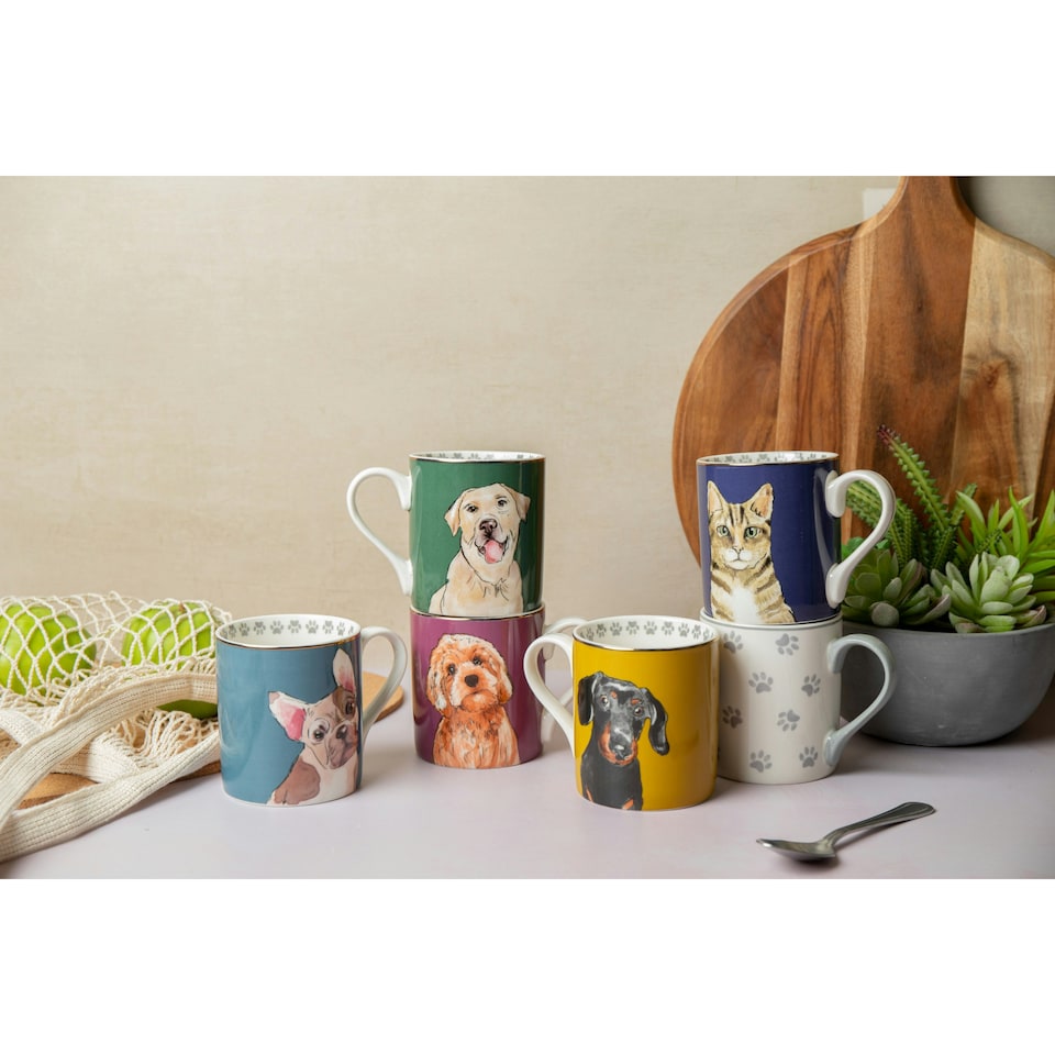 image 1 of Mikasa Dachshund Straight-Sided Porcelain Mug, 280ml | Yellow