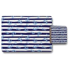 Blue Anchors on Navy Striped Background (Placemat & Coaster Set)