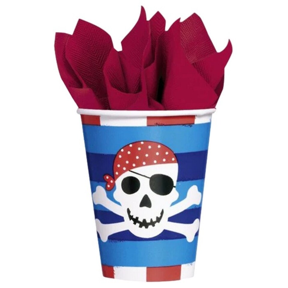 Amscan Pirate Treasure Party Cup - White/Blue/Red - One Size