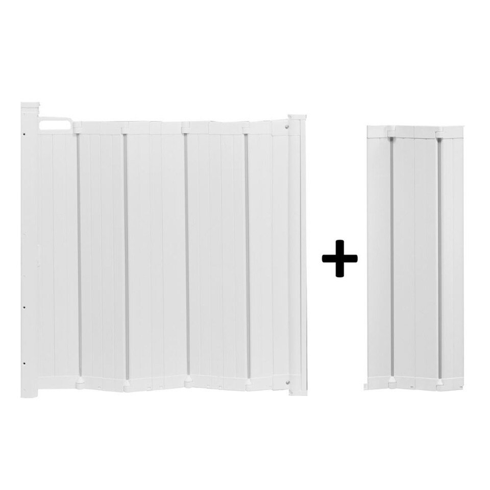 image 1 of Bettacare Automatic Folding Retractable Dog Gate, 55cm - 113.5cm, White, Folding Stair Gate for Pets, Retractable Dog Safety Gate | White