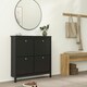image 7 of Madrid Shoe Cabinet 4 Flip Down Doors in Matt Black