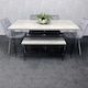 image 4 of Grey Dining Table with Hairpin Legs, Bench & 4 Grey Velvet Chairs Set for Kitchen & Dining Room Grey