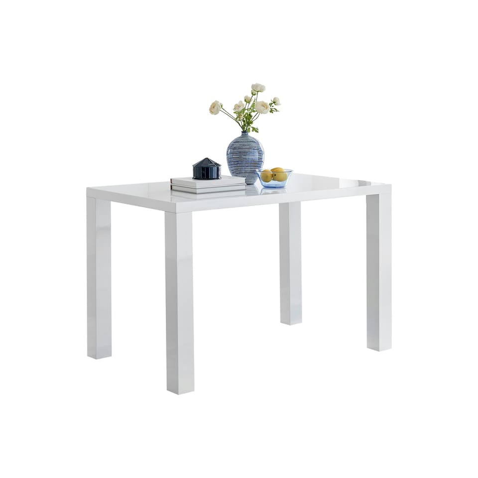 image 1 of Furniturebox Pivero White High Gloss Dining Table (4)