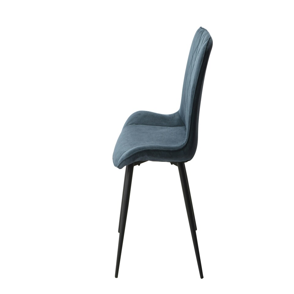 image 1 of Core Products Pair of Aspen Blue Cord Diamond Stitch Fabric Dining Chairs - Black Tapered Legs Blue
