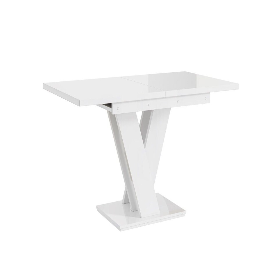 image 1 of Extendable Dining Table White High Gloss Kitchen Table 120-160cm V Leg Seats 6 8 MASY