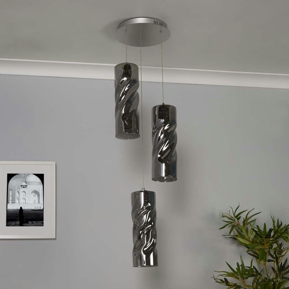 image 1 of Demeter 3 Light Smoked Glass LED Cluster Ceiling Pendant