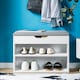 image 5 of SoBuy Shoe Storage Bench with Padded Seat, 2-Tier Shoe Rack, White/Grey, 23.6x11.8x16.9 in, 13 kg - FSR25-HG