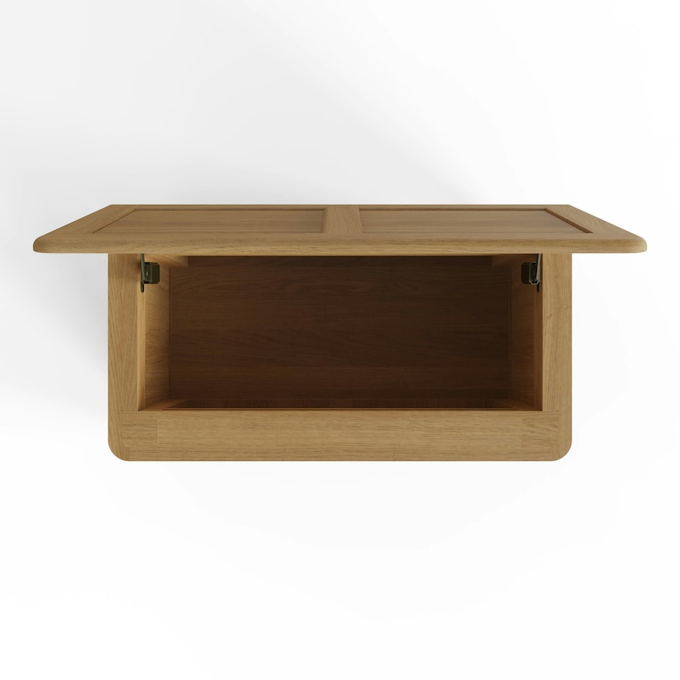 image 1 of Faire Ottoman Blanket Box in Natural Oak with Oak Top Brown