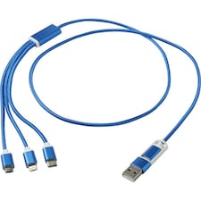 Versatile 5 in 1 Recycled Aluminium Charging Cable - Royal Blue - One Size