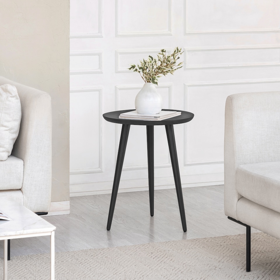 image 1 of Electra Round Solid Mango Wood Side Table for Living Room Bedroom