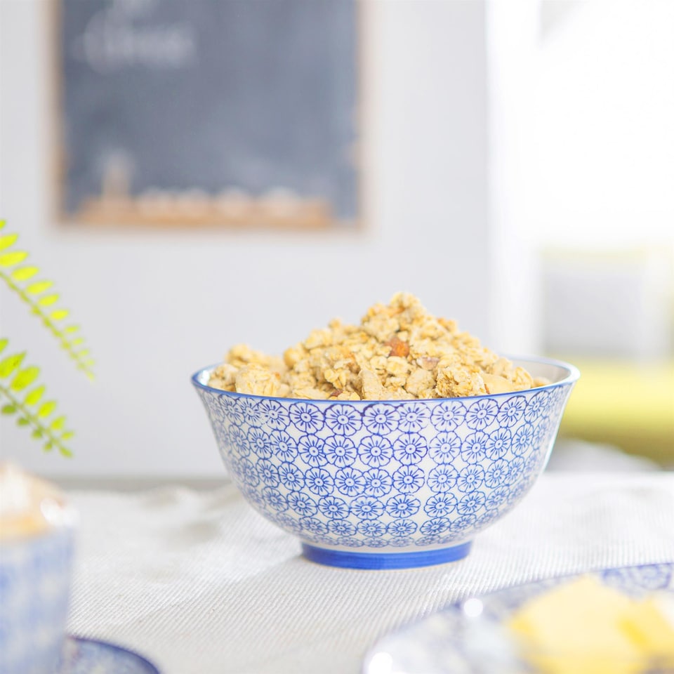 image 1 of Nicola Spring Hand-Printed Cereal Bowls - 16cm - Navy - Pack of 6 | Blue | Blue