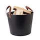 image 1 of Mulberry Large Leather Handle Log Bucket Iron Leather Black Matte Timeless Style