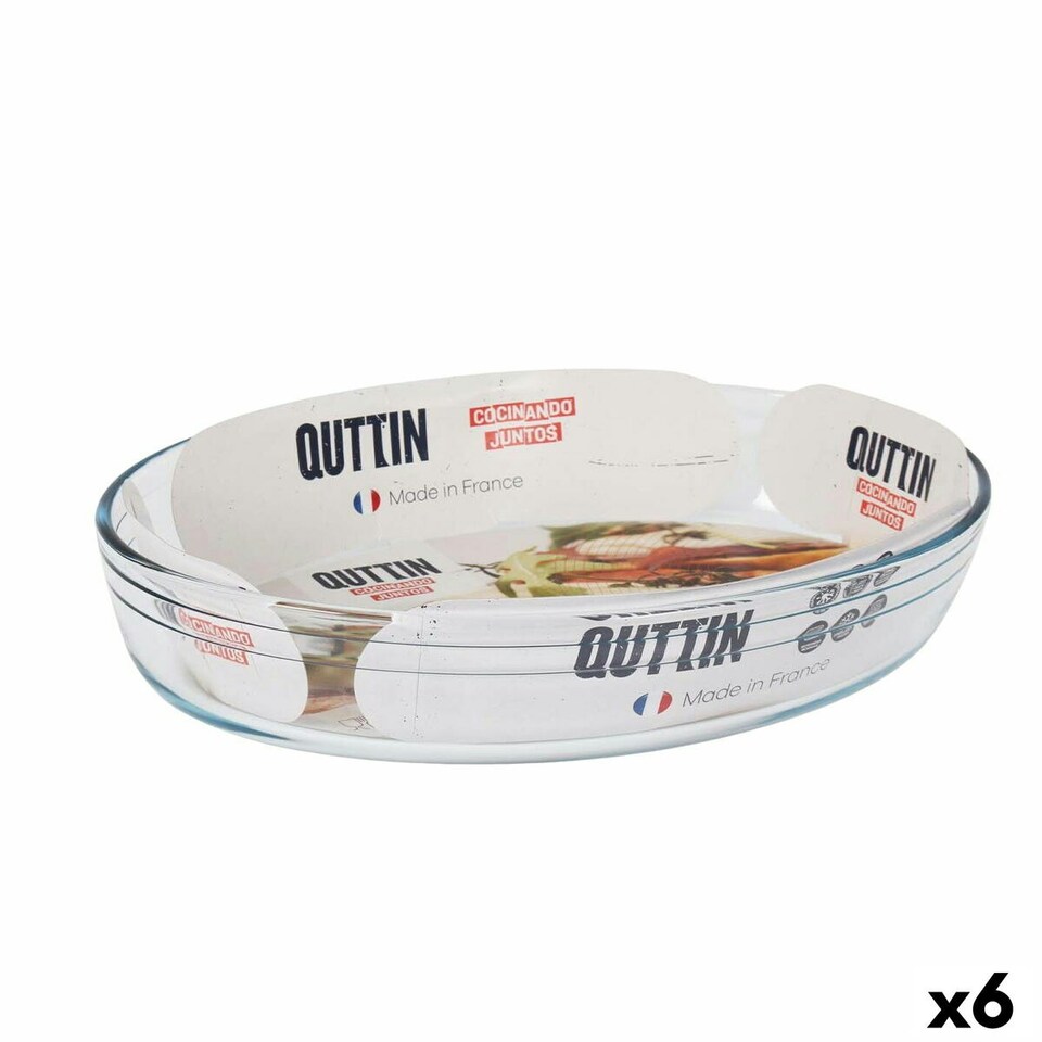 image 1 of Oven Dish Quttin   Transparent Glass Oval 3,4 L 35,1 x 24,1 x 6,5 cm (6 Units) N/A