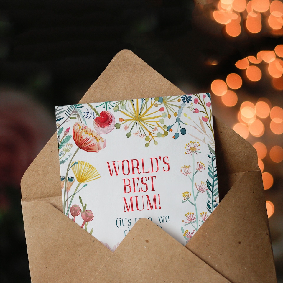 image 1 of Greeting Card World's Best Mum Sweet Funny Floral Flowers Birthday