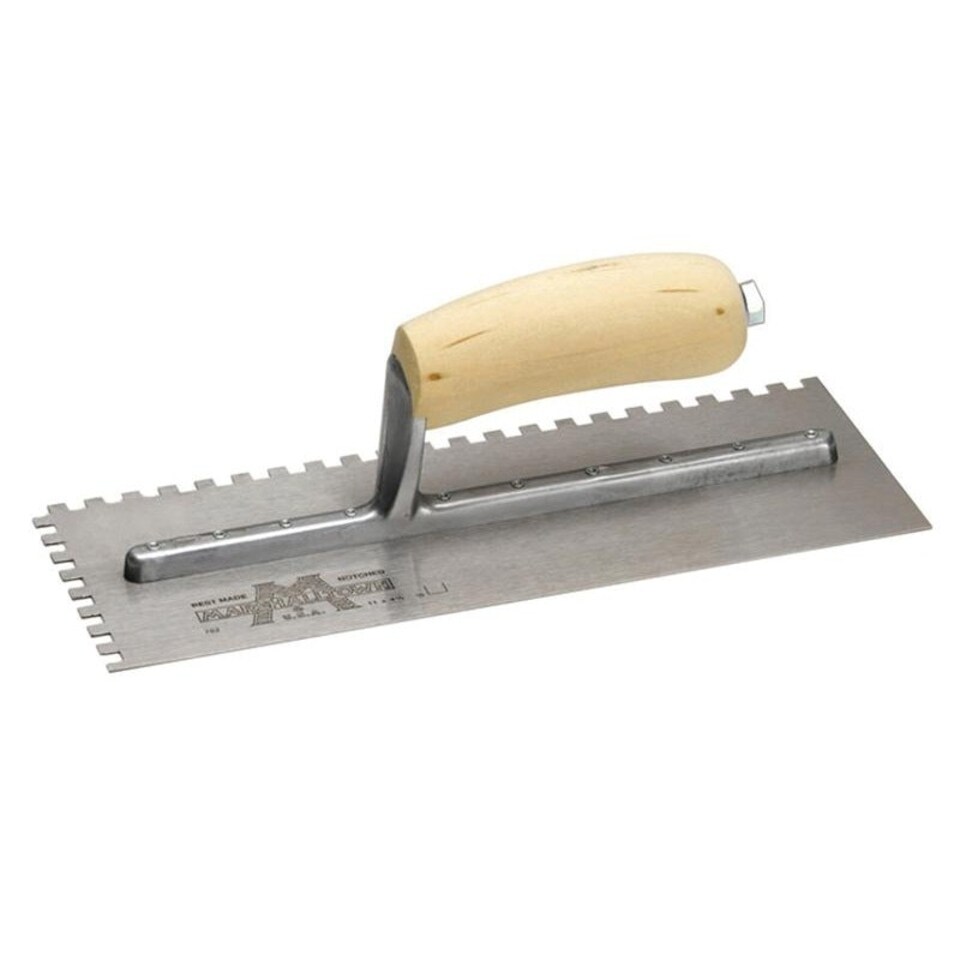 Marshalltown M702s Notched Trowel Square 1/4in Wooden Handle 11 X 4.1/2in - Multi Colour - 280 x 115mm (11 x 4.1/2in)