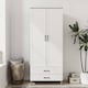 image 4 of DEVON Wardrobe 2 Door 2 Drawer Modern Bedroom Clothes Storage Hanging Rail 180cm | Grey | Grey White | 1