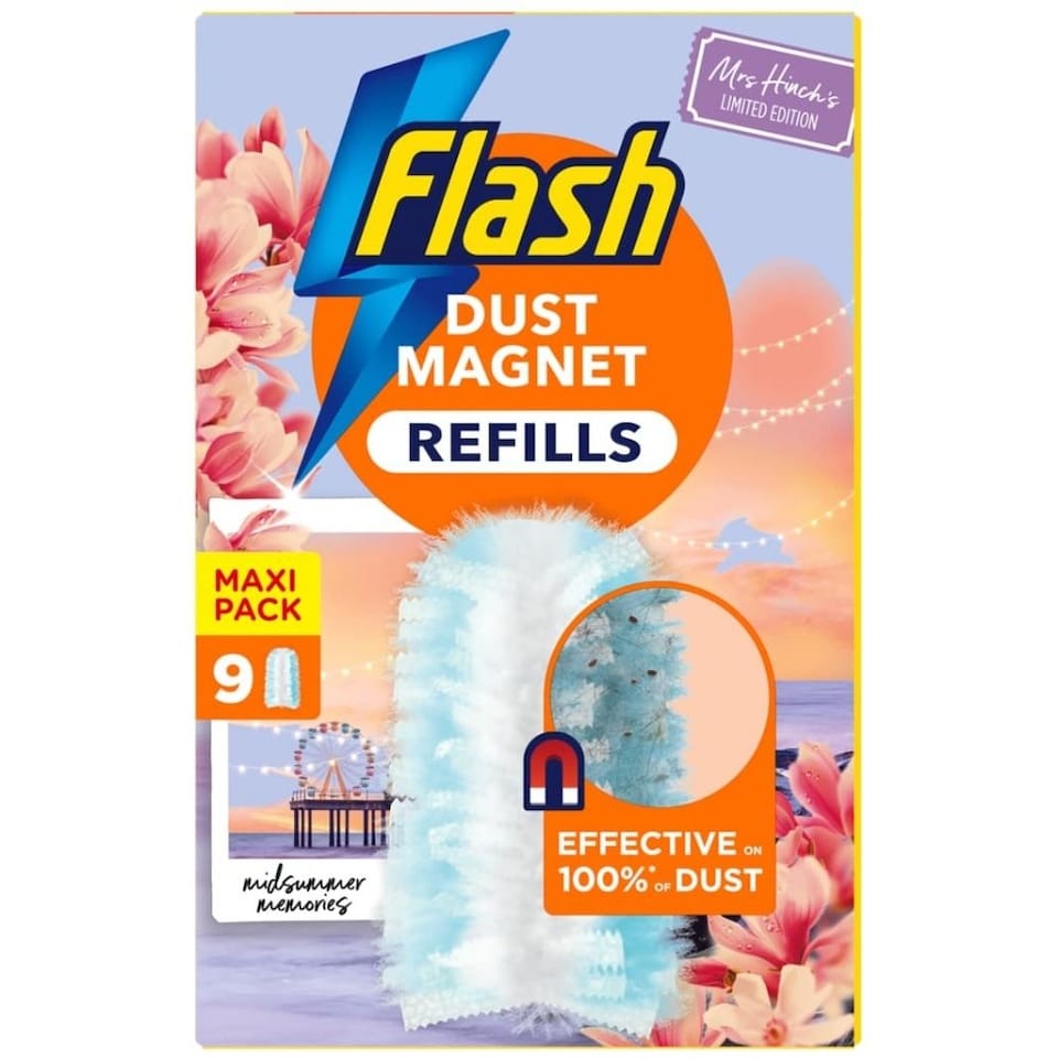 image 1 of Flash Dust Magnet Duster Refills Mrs Hinch's Midsummer Memories | Blue | 1 - Blue | 9 Refills | 1
