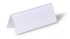 Durable Clear Plastic Table Place Name Holders and Inserts | 25 Pack | 61x150mm | Clear