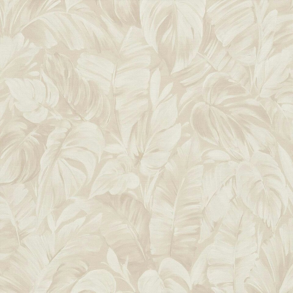 image 1 of Erismann Play Of Light Palm Leaf Vinyl Textured Wallpaper - Cream - 10m x 53cm Cream
