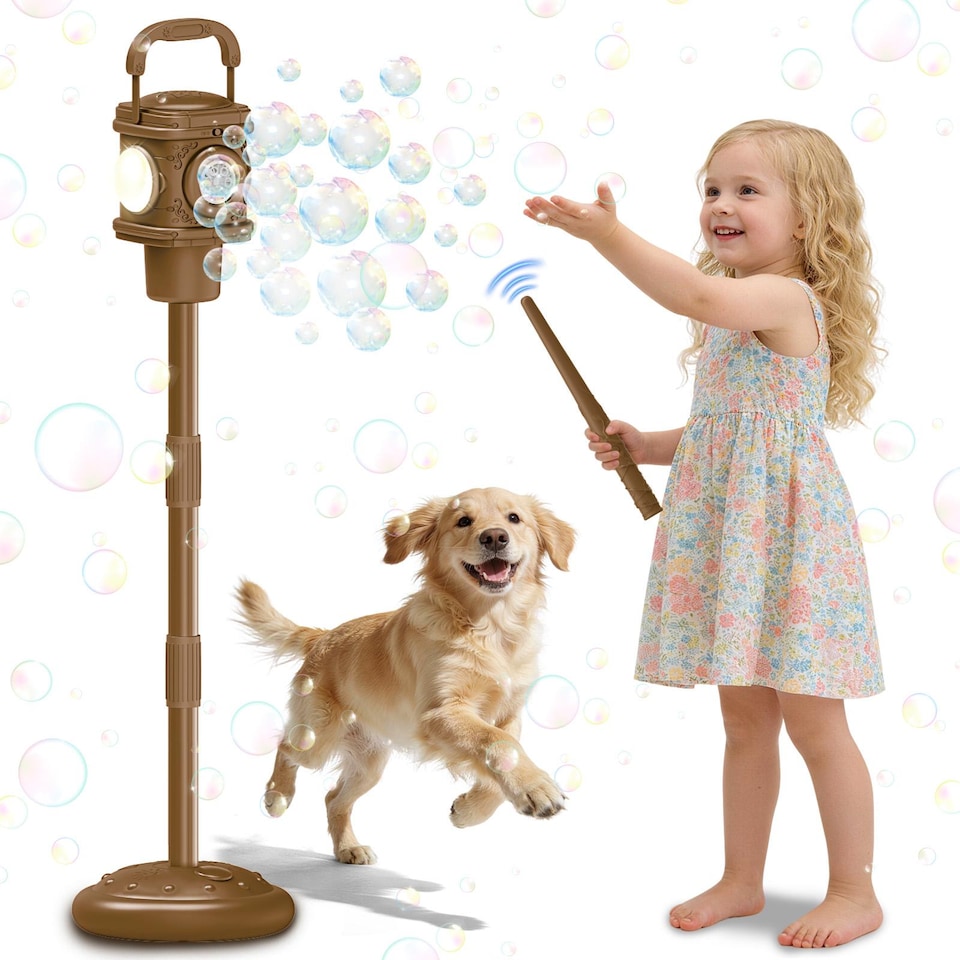 image 1 of Bubble Street Lamp for Kids with Lights, Sounds, Remote Control & Adjustable Height - Outdoor Bubble Toy 3+