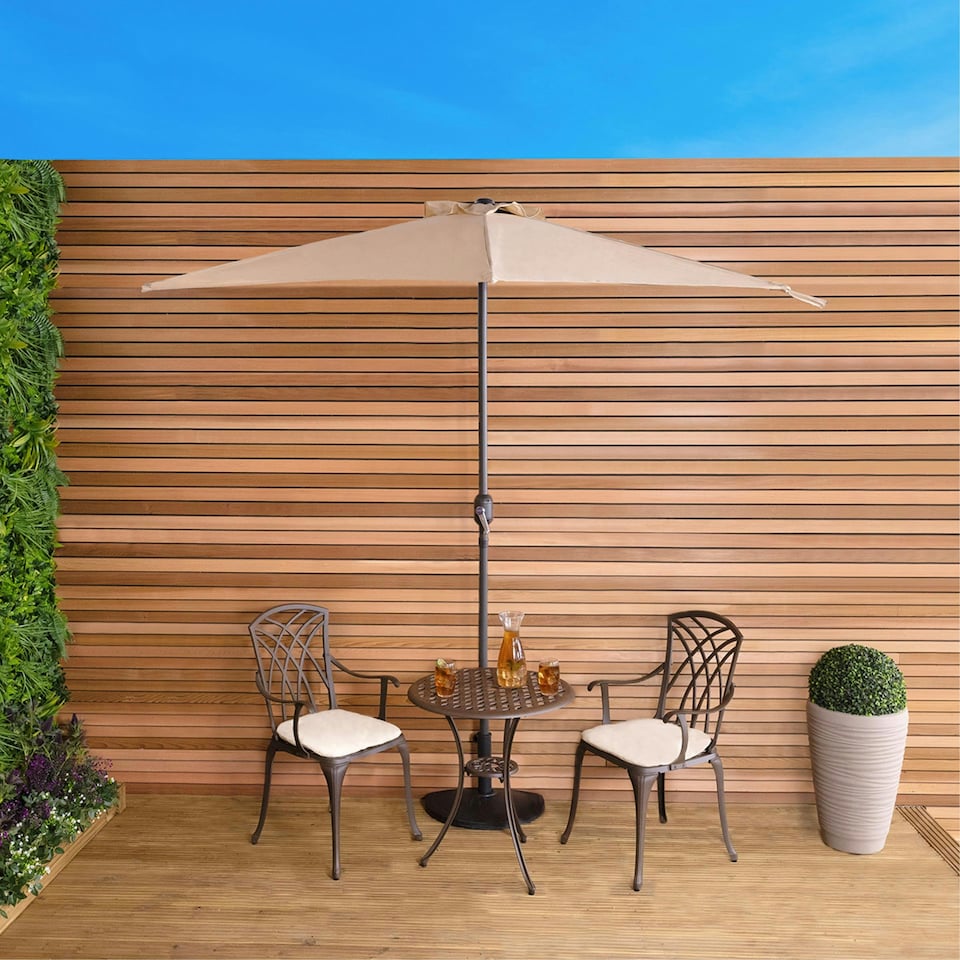 image 1 of Charles Bentley 2.7m Metal Garden Balcony Umbrella With Crank Function - Beige