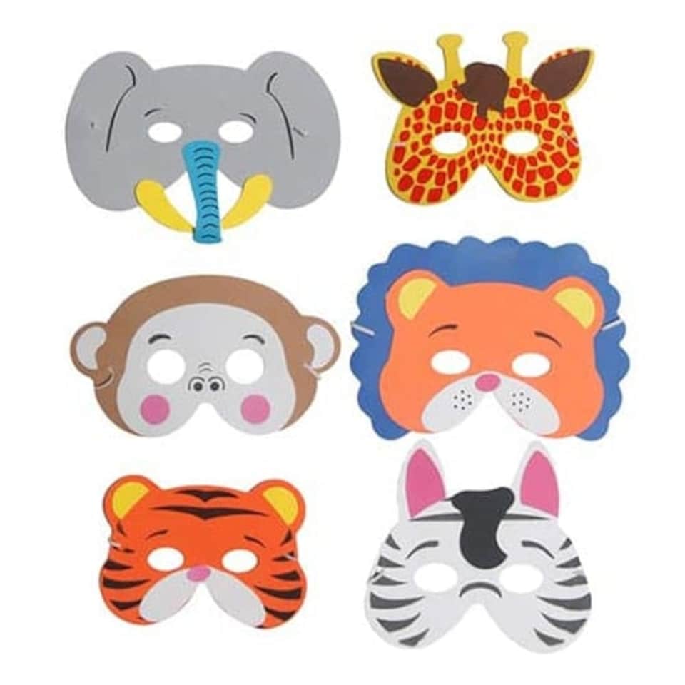 Assorted Jungle Animals Foam Masks - Pack of 6