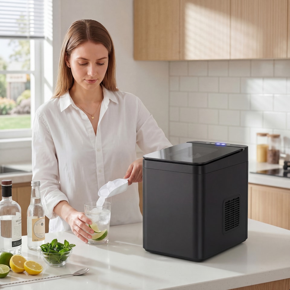 image 1 of HOMCOM Countertop Ice Maker Machine Compact Ice Cube Maker with Scoop Black