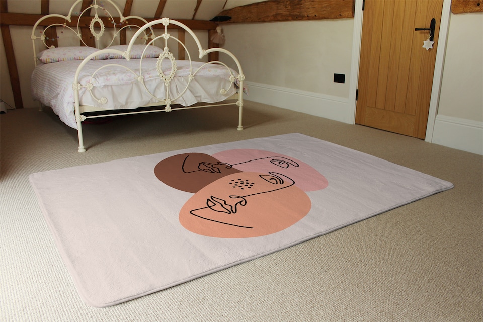 image 1 of Modern Contemporary Minimalist Woman Portrait Designer Rug | Multi