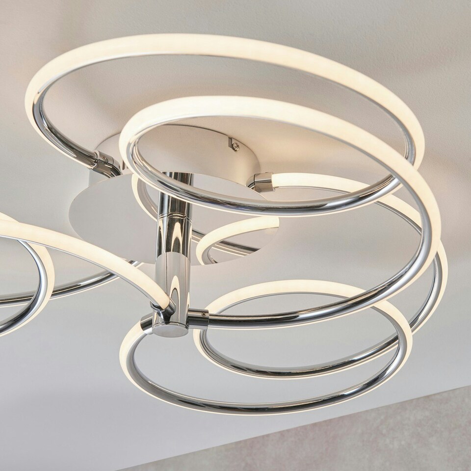image 1 of Eterne LED Semi Flush Light Chrome Plate & White Silicone
